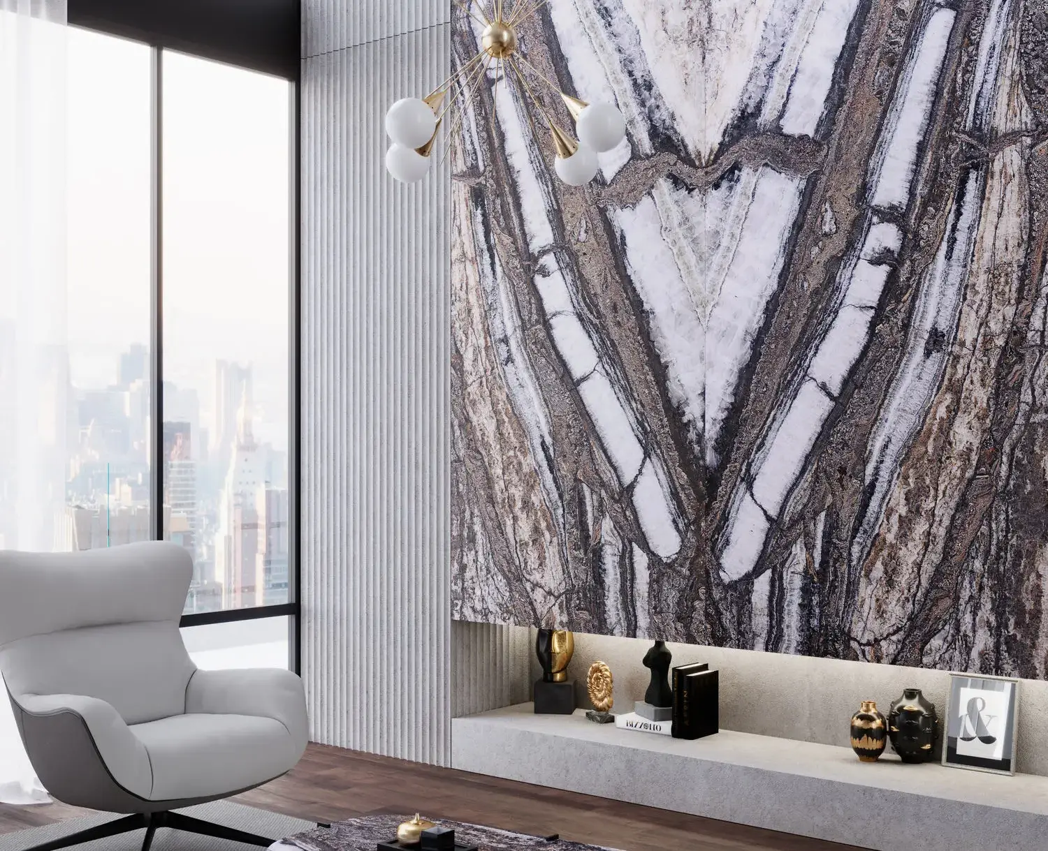 طراحی داخلی با جزیره سنگی